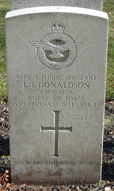 F/Sgt Leslie John Donaldson<br/><br /><br />died February 15th, 1944